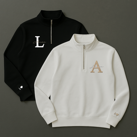 Half - Zip Sweatshirt Buchstabe Name