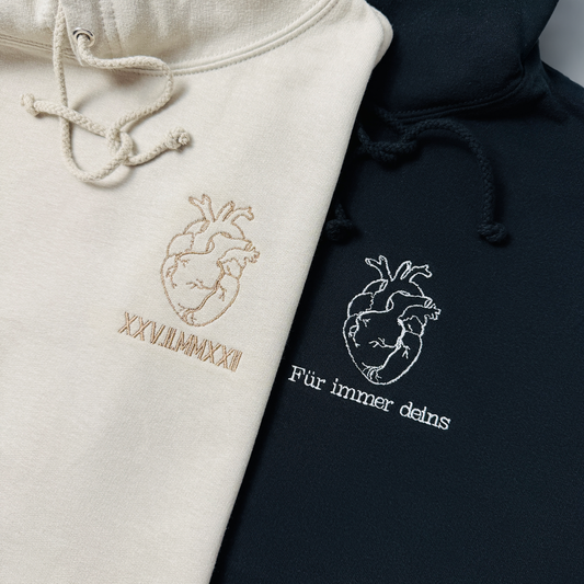Matching Sweatshirts für Paare – personalisierte Bestickung für besondere Anlässe wie Geburtstag oder Valentinstag
