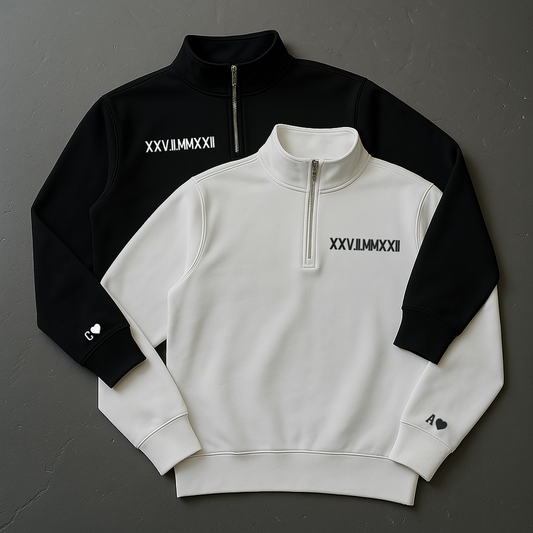 Half - Zip Sweatshirt Römische Datum Ziffer