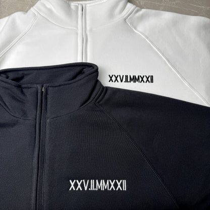 Half - Zip Sweatshirt Römische Datum Ziffer