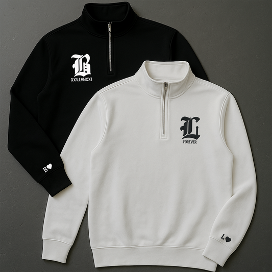 Half - Zip Sweatshirt Altschrift Buchstabe